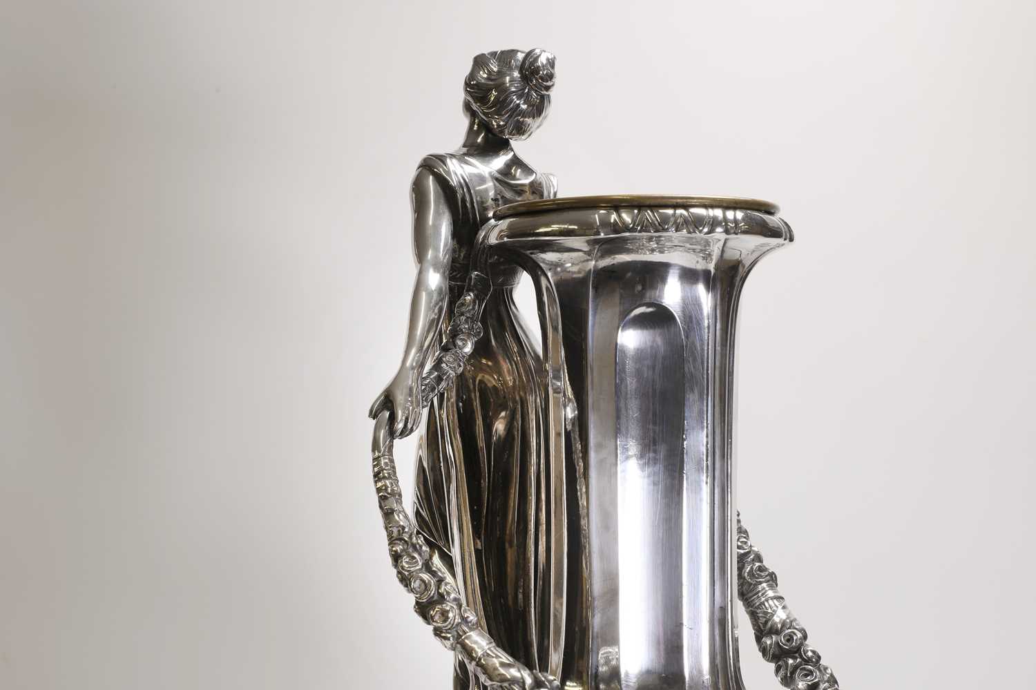 A German Jugendstil silver-plated vase, - Image 7 of 9