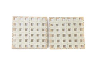 Two lattice dividers for a Louis Vuitton malle à chapeau square hatbox,