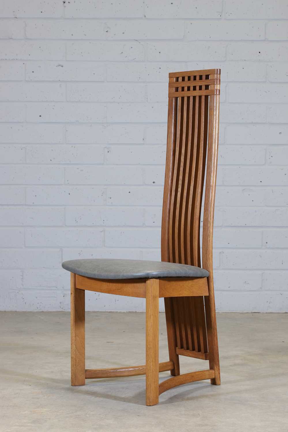 A set of six Danish post-modernist oak dining chairs, - Image 5 of 8