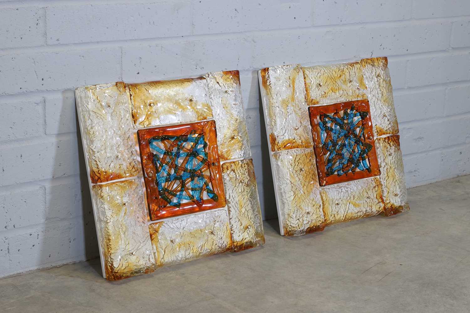 A pair of Murano glass 'Patchwork' wall sculptures, - Image 2 of 2