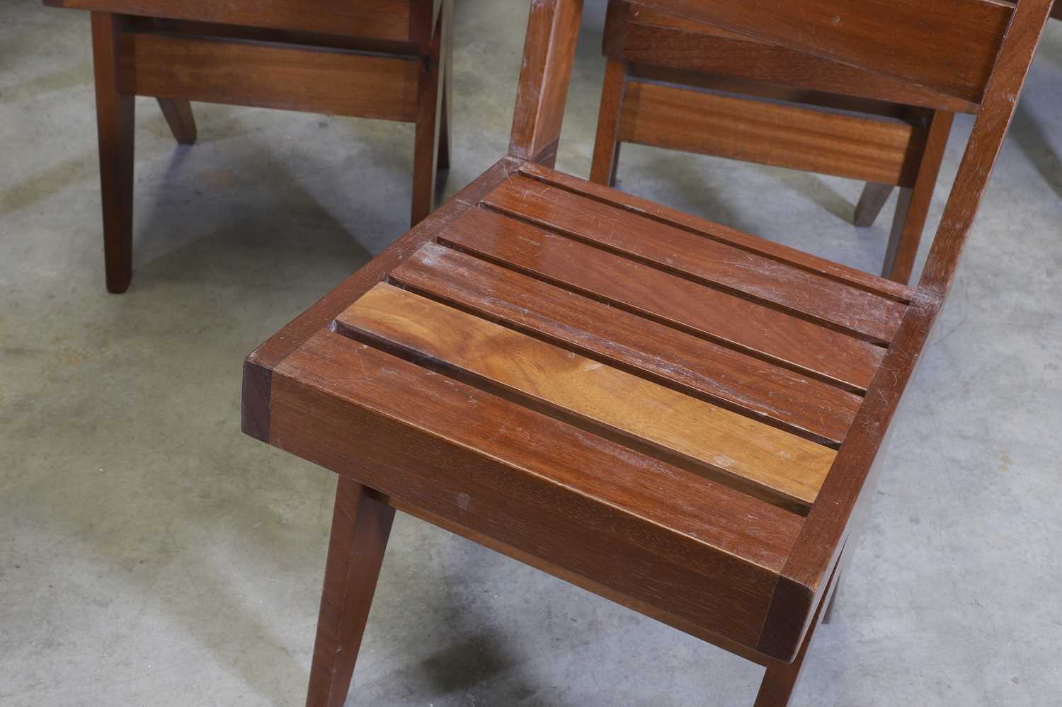 A set of ten French teak dining chairs, - Image 6 of 8