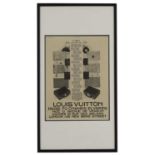 A set of three framed Louis Vuitton adverts,