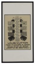 A set of three framed Louis Vuitton adverts,