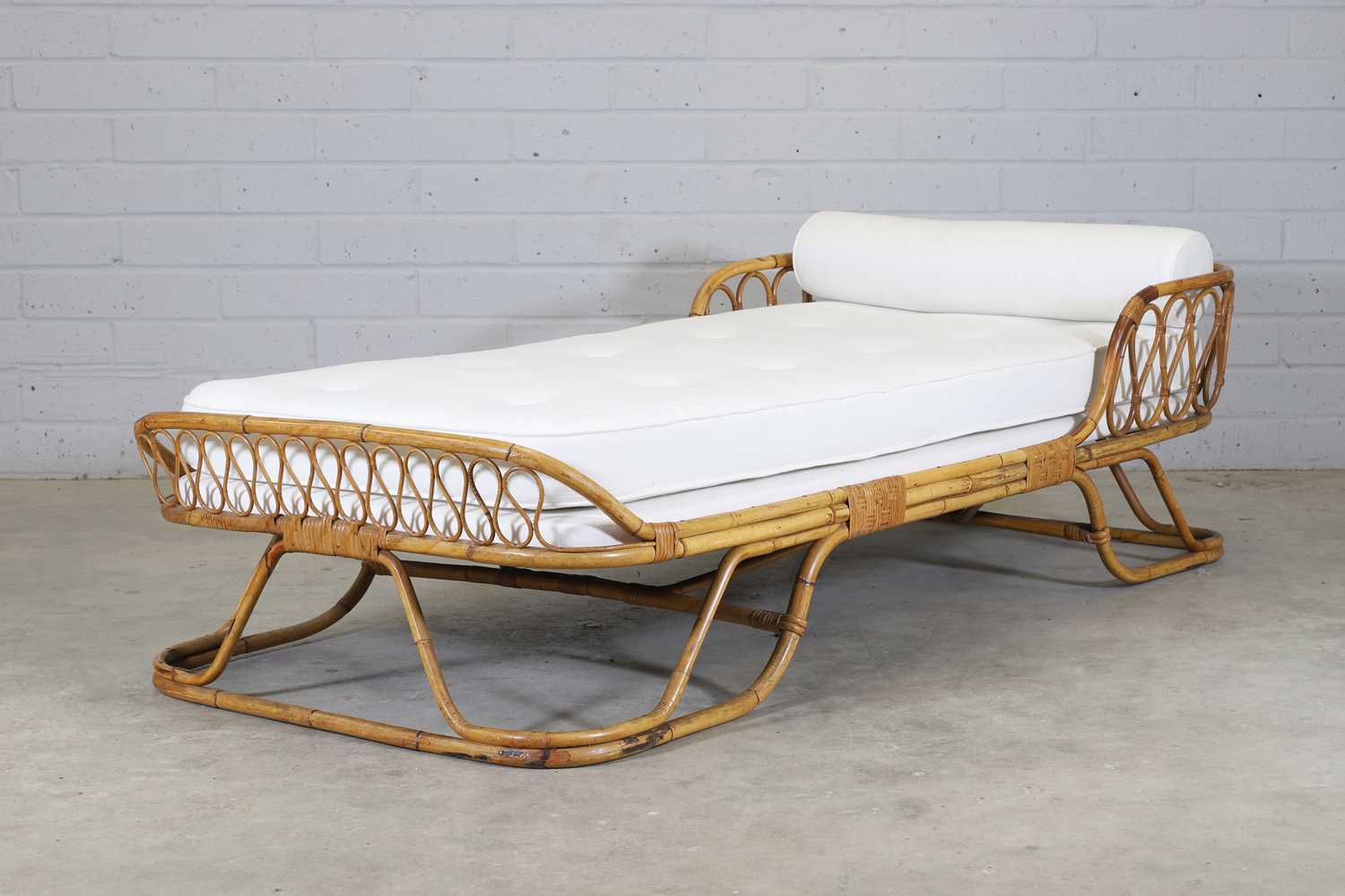 An Italian bamboo and rattan daybed,