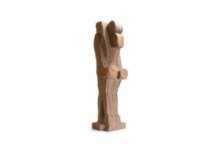A modernist wood sculpture,