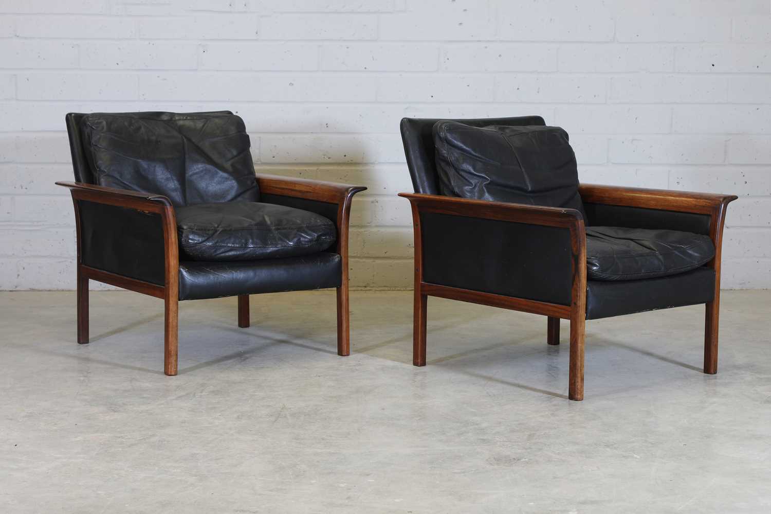 § A pair of Danish rosewood and leather chairs, - Image 4 of 7