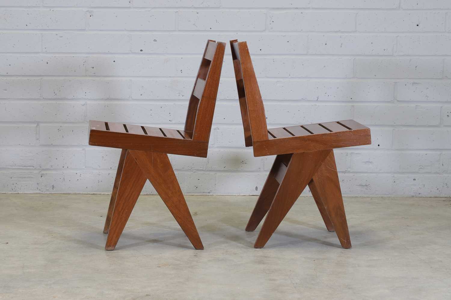 A set of ten French teak dining chairs, - Image 5 of 8