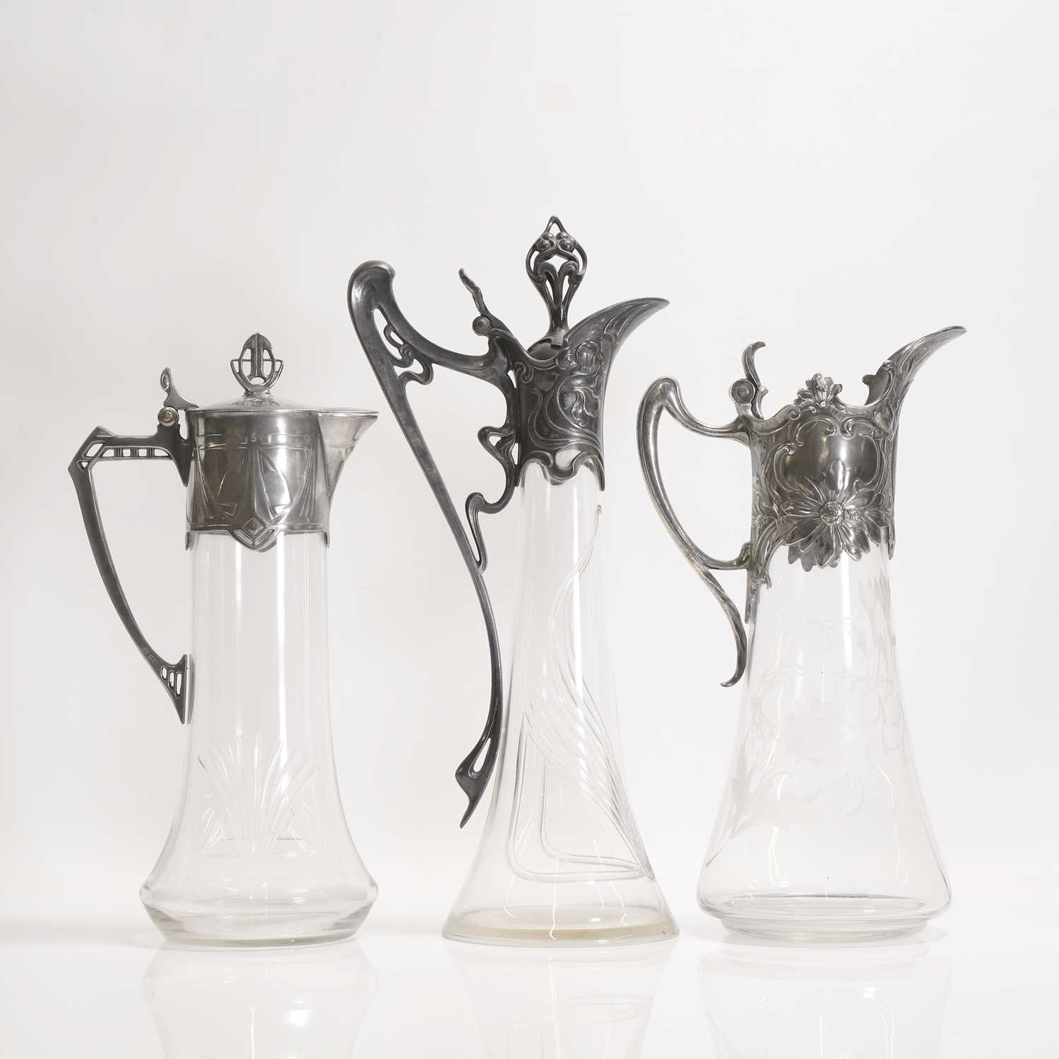 Three German WMF cut-glass decanters,