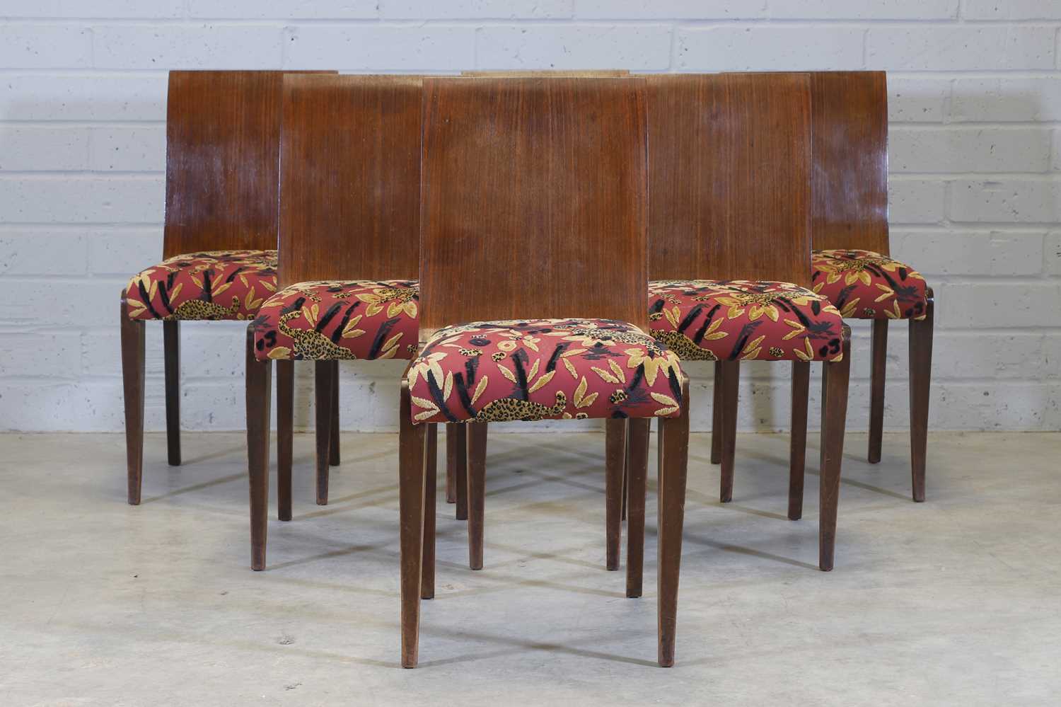 A set of six French Art Deco mahogany chairs,