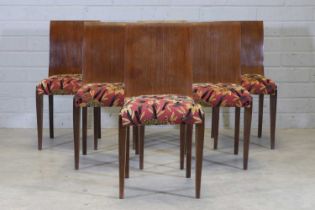 A set of six French Art Deco mahogany chairs,