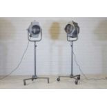 A pair of aluminium studio spotlights,