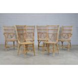 A set of six French bamboo and rattan chairs,