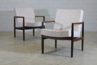 § A pair of Brazilian rosewood armchairs,