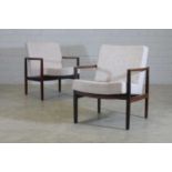 § A pair of Brazilian rosewood armchairs,