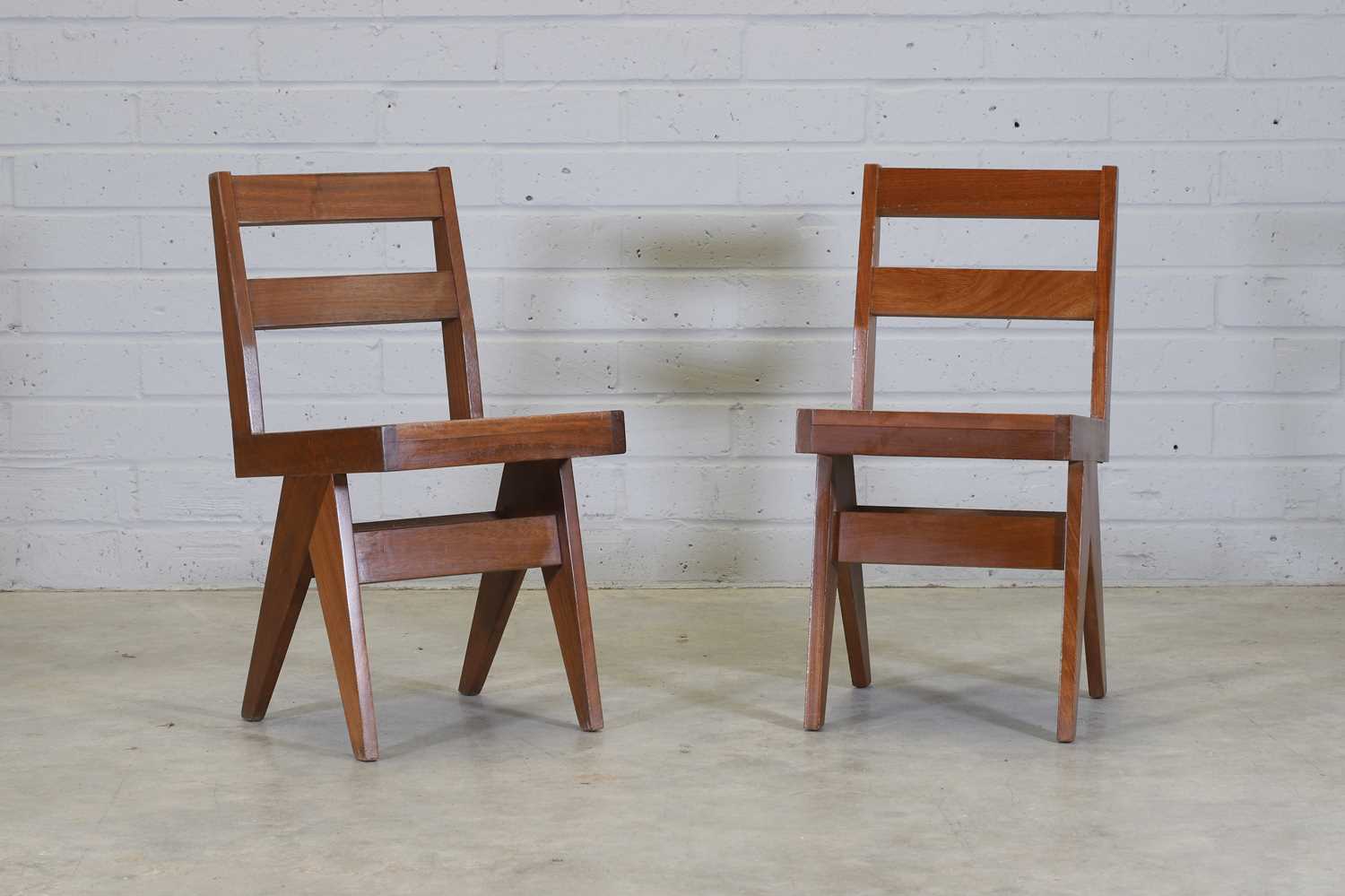 A set of ten French teak dining chairs, - Image 2 of 8