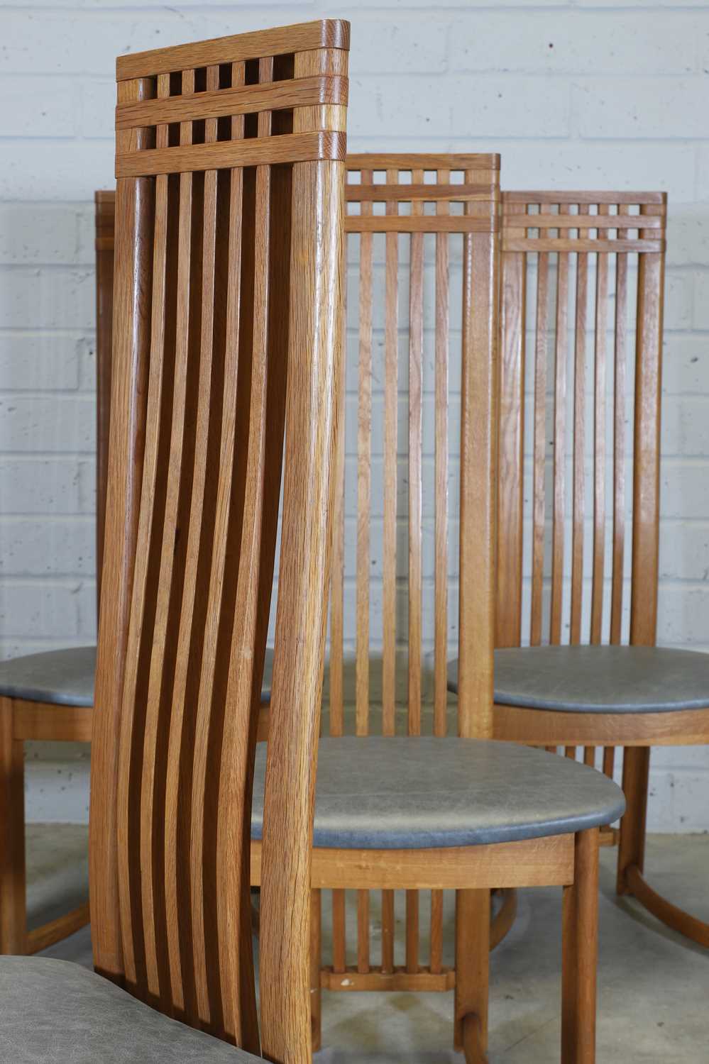 A set of six Danish post-modernist oak dining chairs, - Image 4 of 8