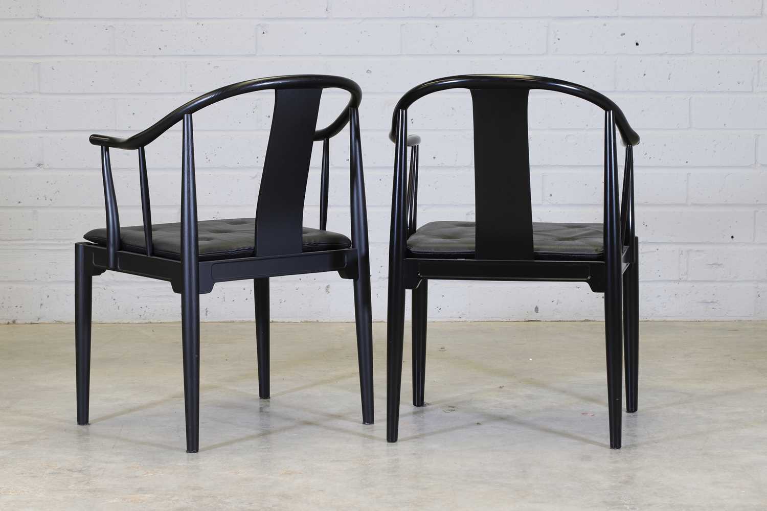 A pair of Danish ebonised 'PP-66' or 'China Chair' ash armchairs, - Image 5 of 12