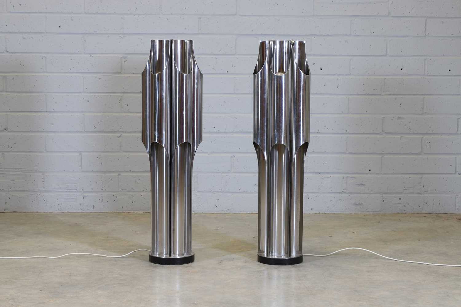 A pair of polished chrome 'Orgue' uplighters,