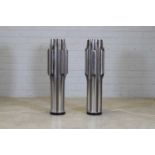 A pair of polished chrome 'Orgue' uplighters,