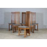 A set of six Danish post-modernist oak dining chairs,