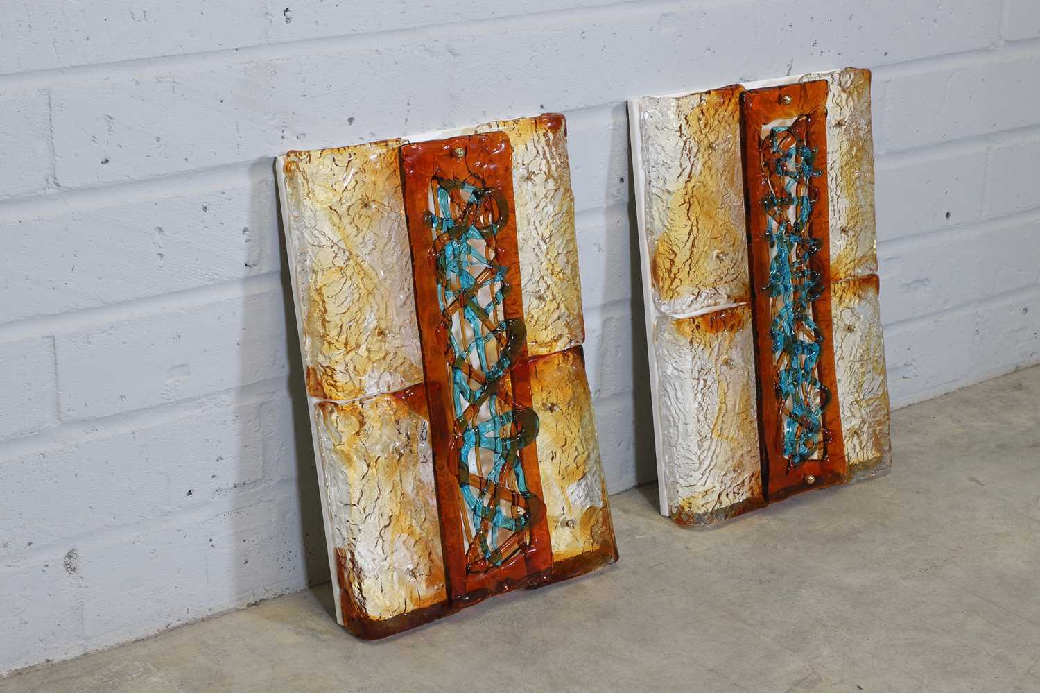 A pair of Murano glass 'Patchwork' wall sculptures - Image 2 of 2