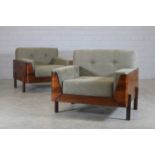 § A pair of Brazilian rosewood armchairs,