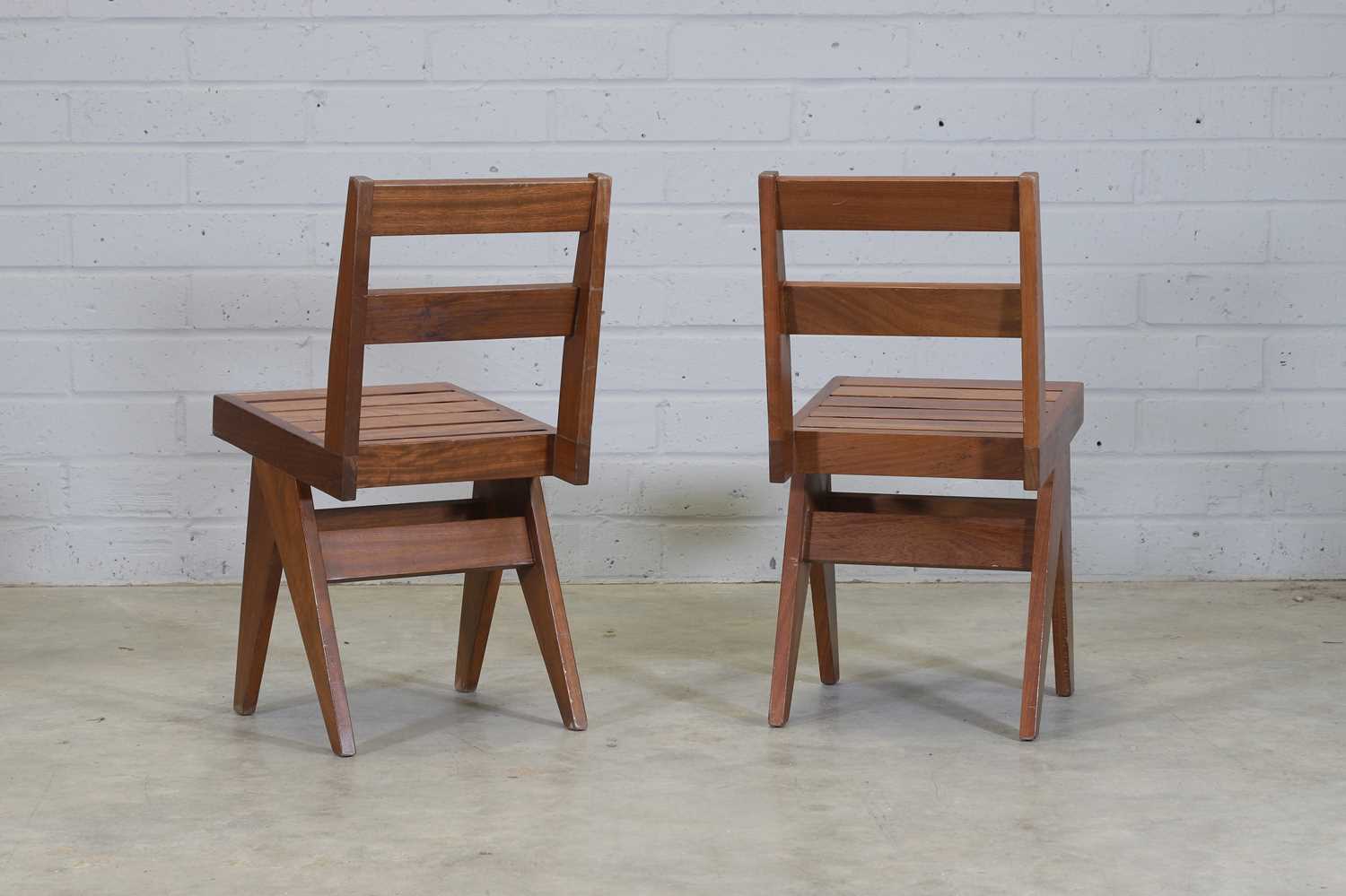 A set of ten French teak dining chairs, - Image 4 of 8