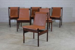 § A set of six Brazilian rosewood dining chairs,