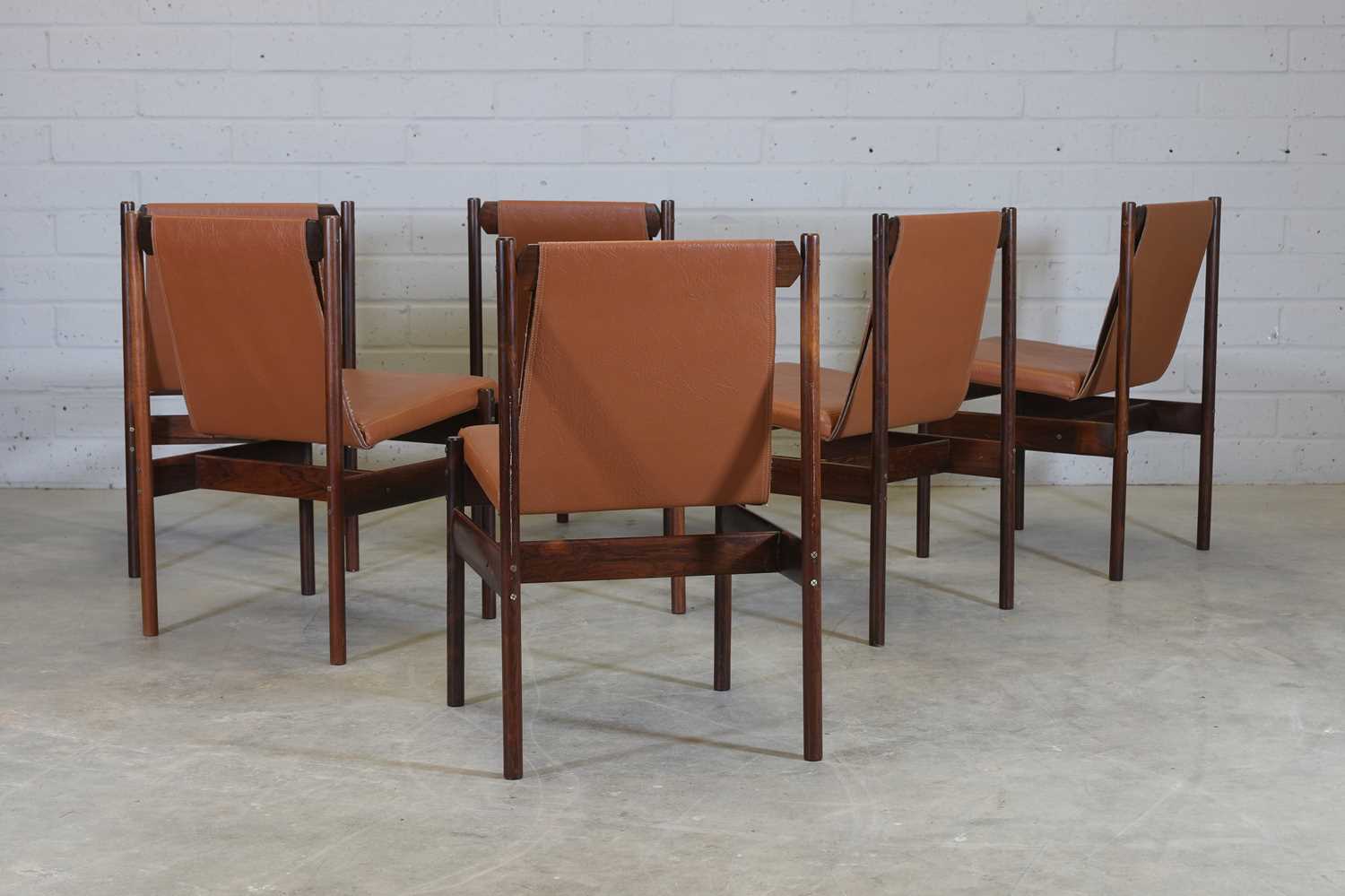 § A set of six Brazilian rosewood dining chairs, - Image 2 of 4