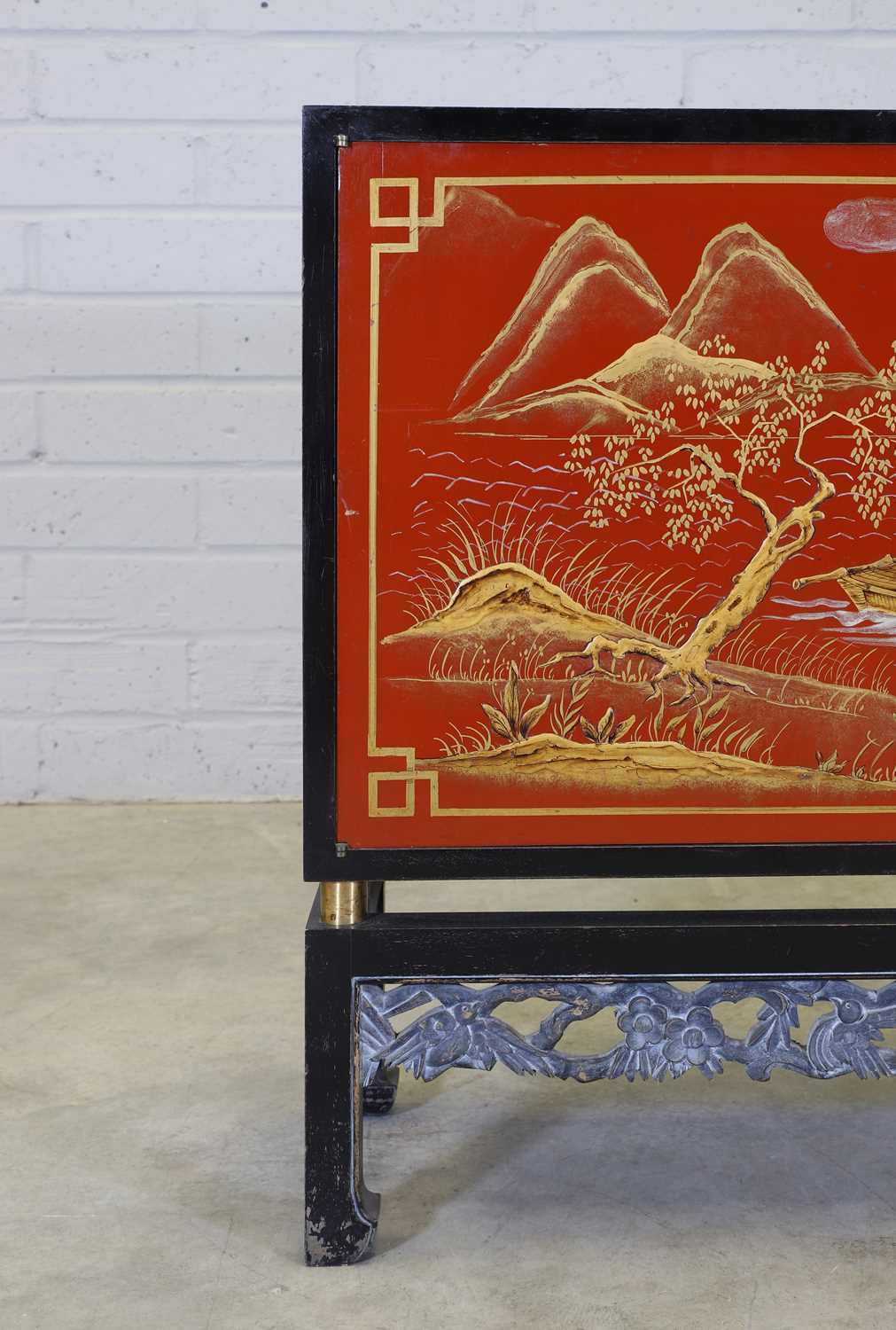 A chinoiserie ebonised and lacquered sideboard, - Image 5 of 8