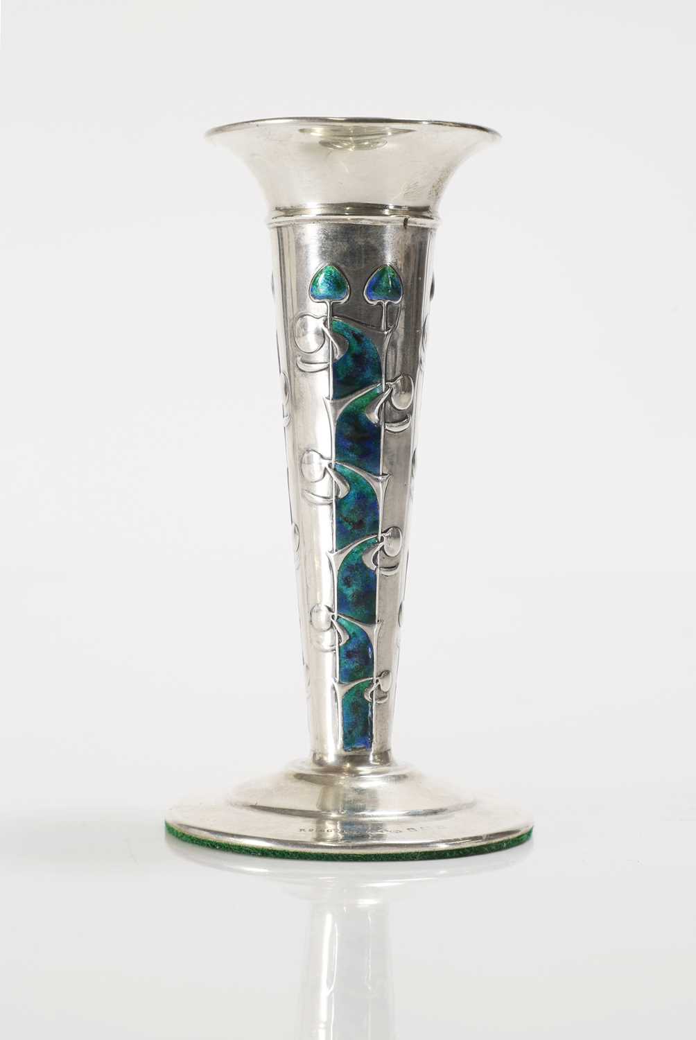 A 'Cymric' silver and enamel spill vase, - Image 3 of 9
