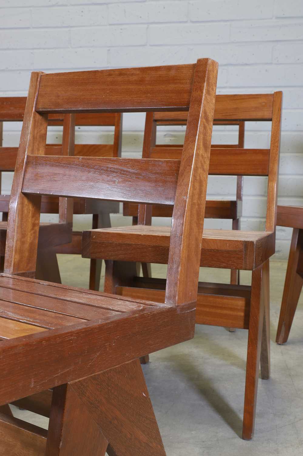 A set of ten French teak dining chairs, - Image 8 of 8
