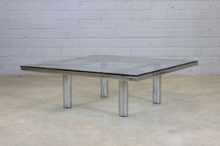 An Italian 'André’ chromed steel coffee table,