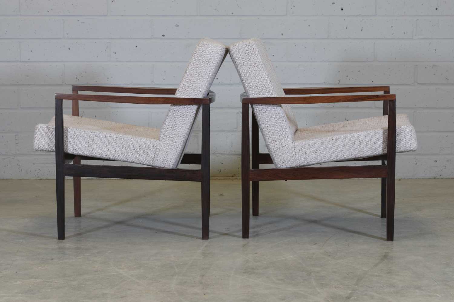 § A pair of Brazilian rosewood armchairs, - Image 3 of 4