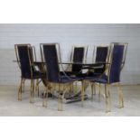 An Italian chrome and gilt-brass dining suite,