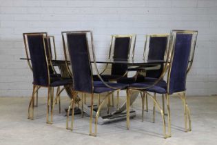 An Italian chrome and gilt-brass dining suite,