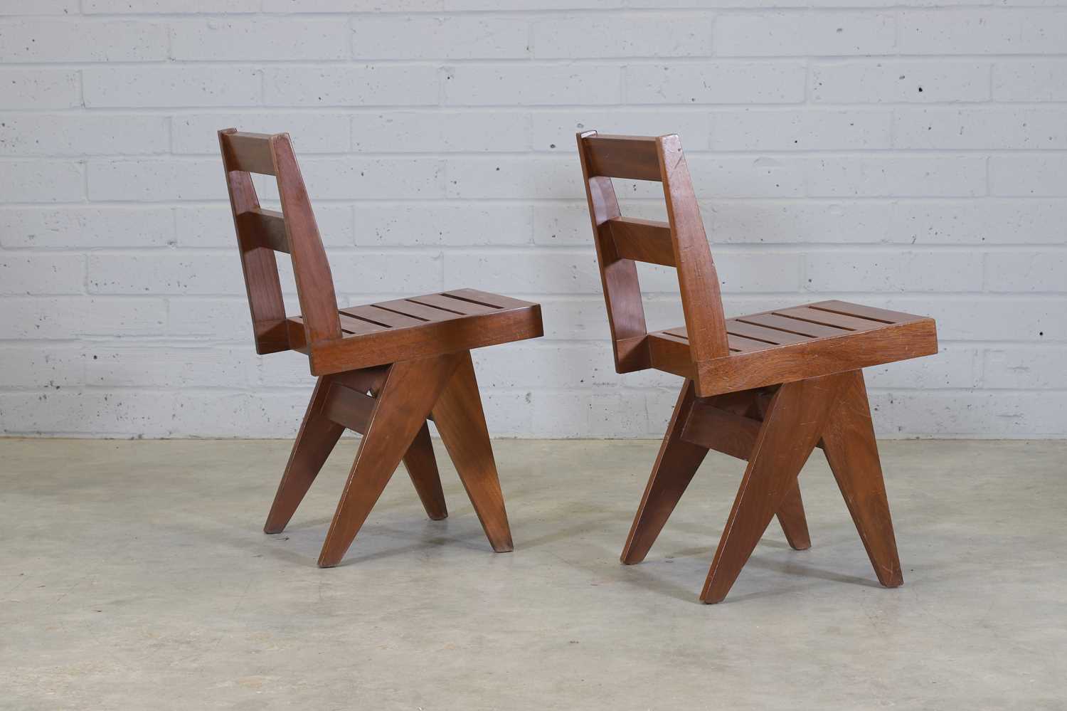 A set of ten French teak dining chairs, - Image 3 of 8