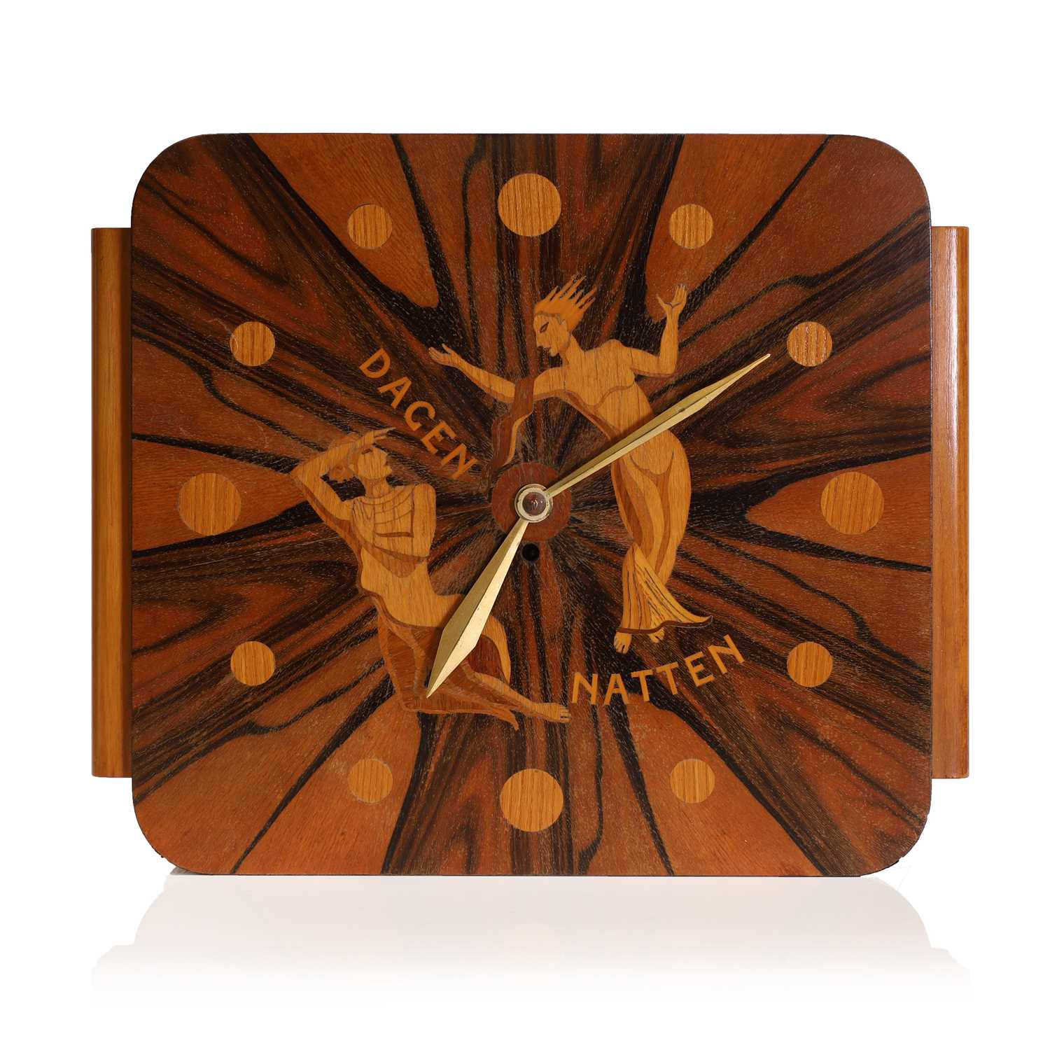 A Scandinavian Art Deco Macassar ebony wall clock,