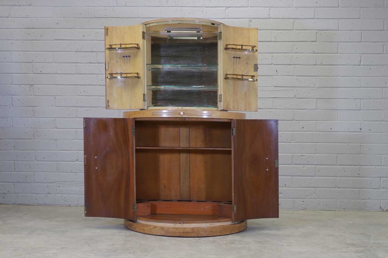 An Art Deco walnut cocktail cabinet, - Image 2 of 4