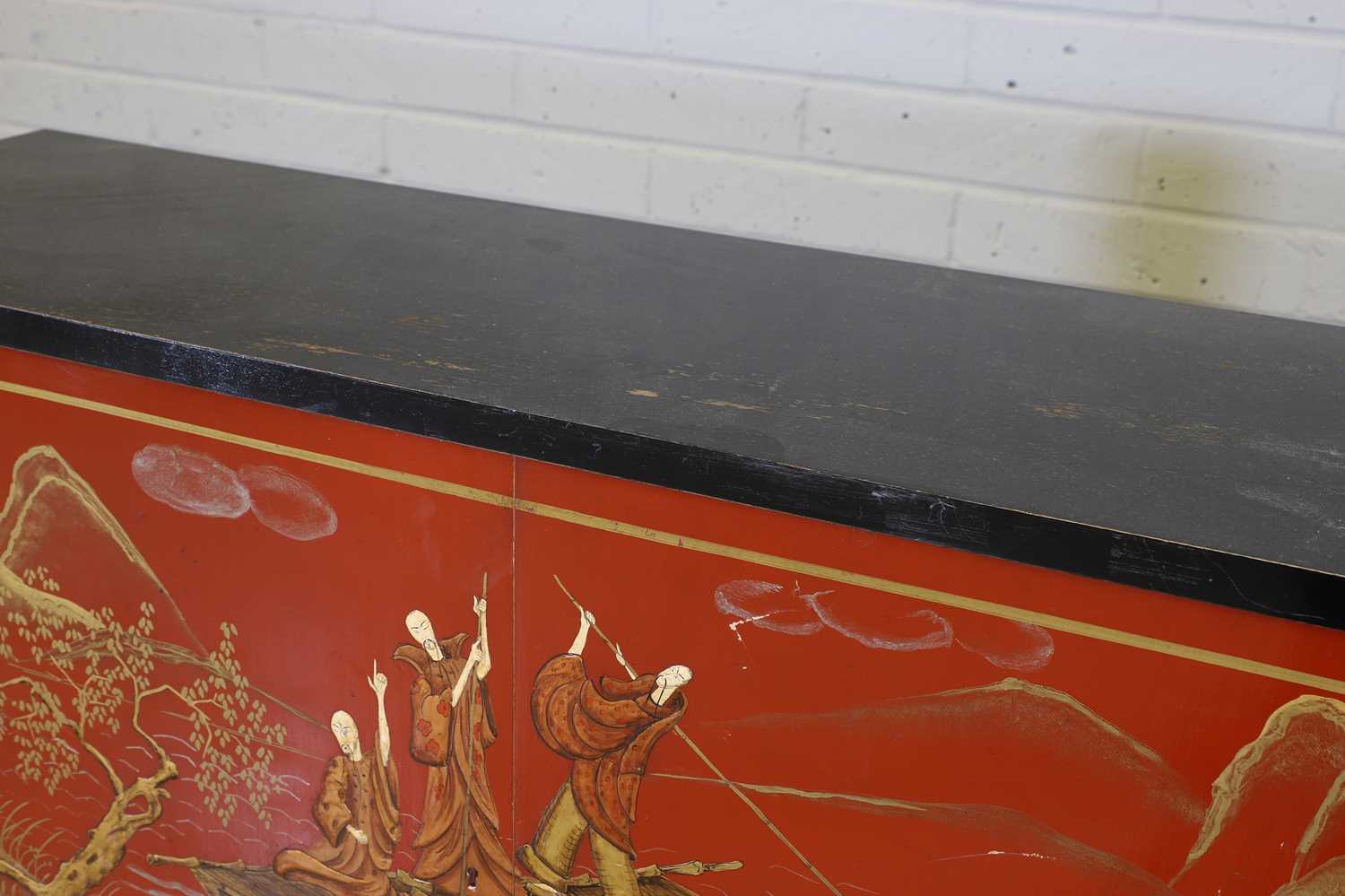 A chinoiserie ebonised and lacquered sideboard, - Image 8 of 8