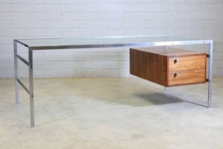 § A rosewood and chrome 'Model BO 555' desk,