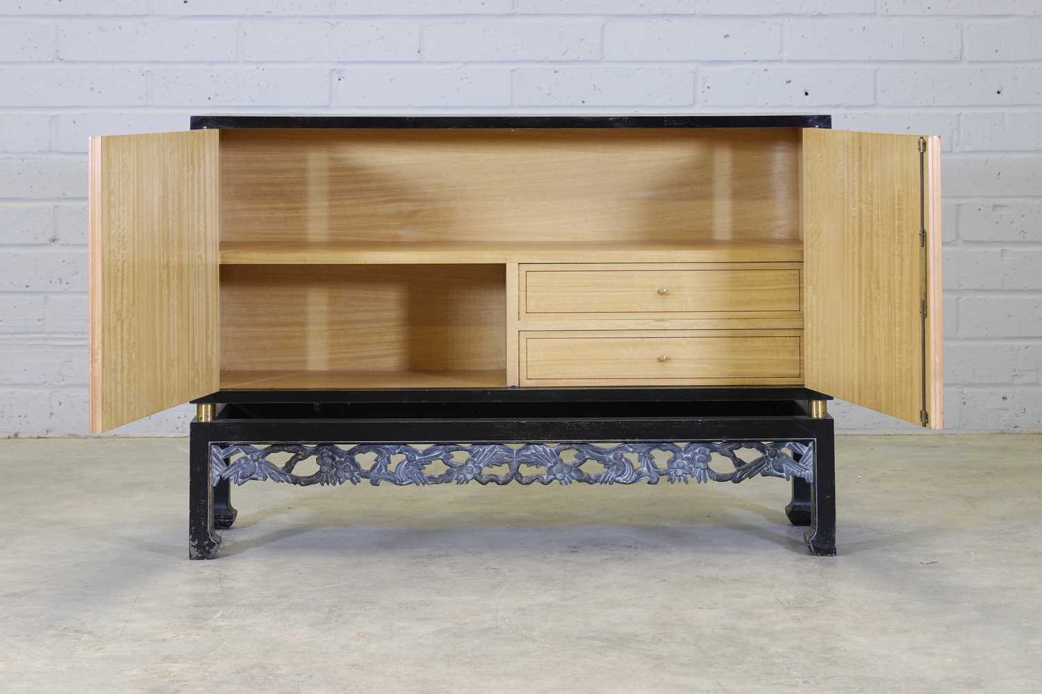 A chinoiserie ebonised and lacquered sideboard, - Image 3 of 8