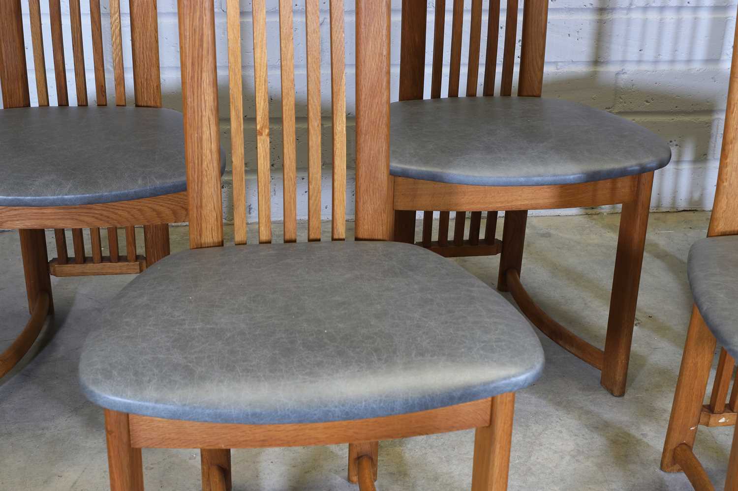 A set of six Danish post-modernist oak dining chairs, - Image 3 of 8