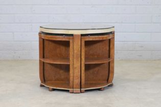 An Art Deco walnut nest of tables,