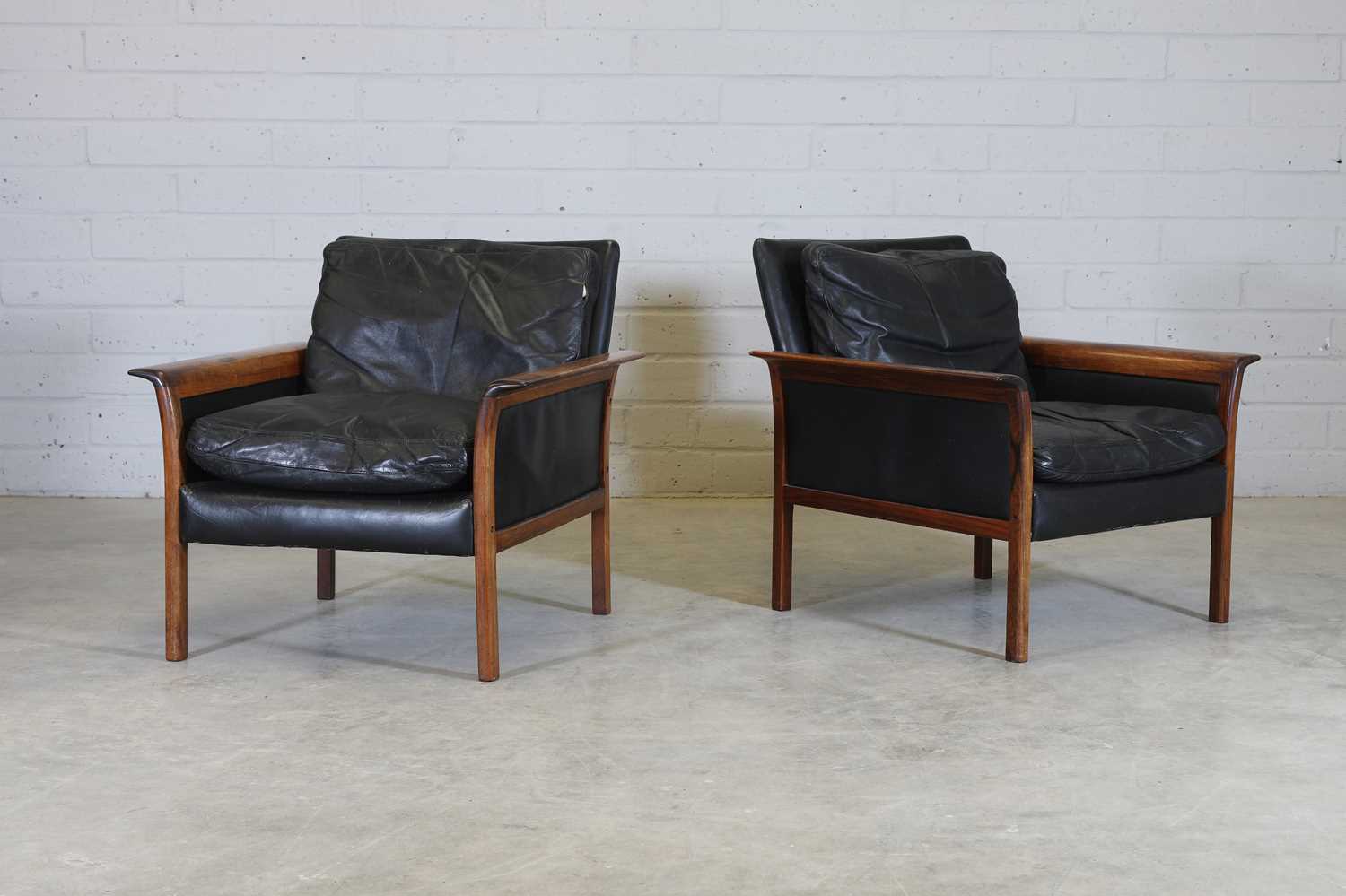 § A pair of Danish rosewood and leather chairs, - Image 2 of 7