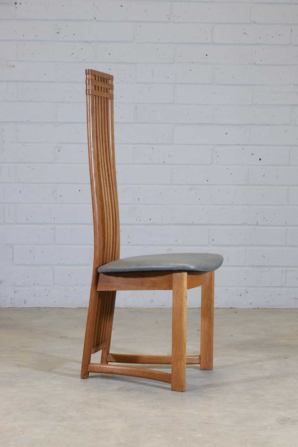 A set of six Danish post-modernist oak dining chairs, - Image 6 of 8