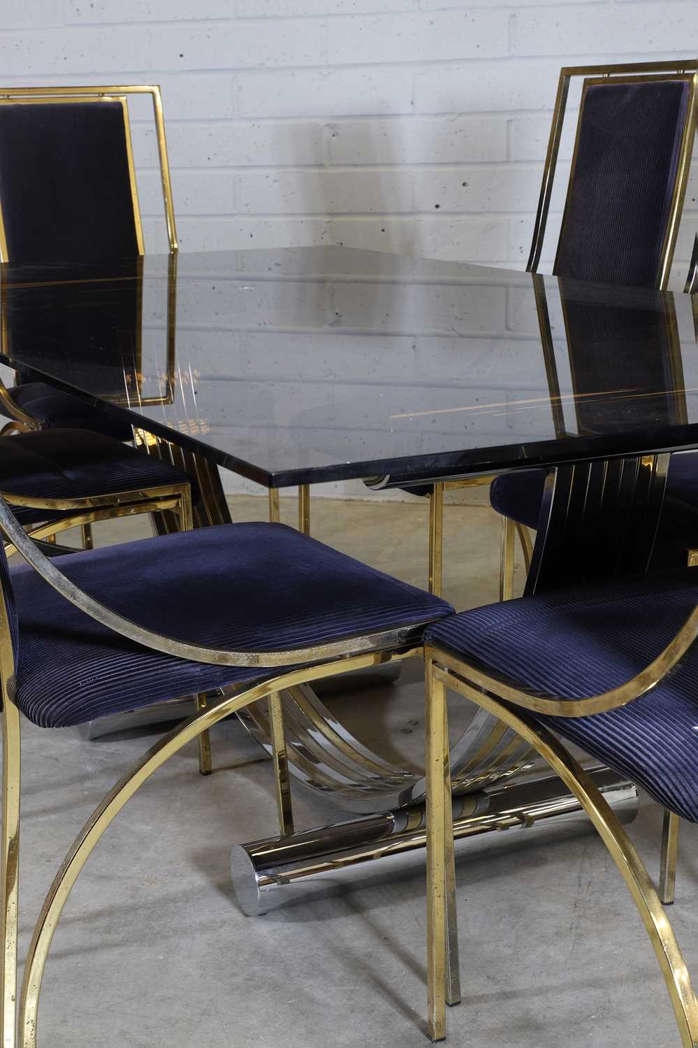An Italian chrome and gilt-brass dining suite, - Image 3 of 11