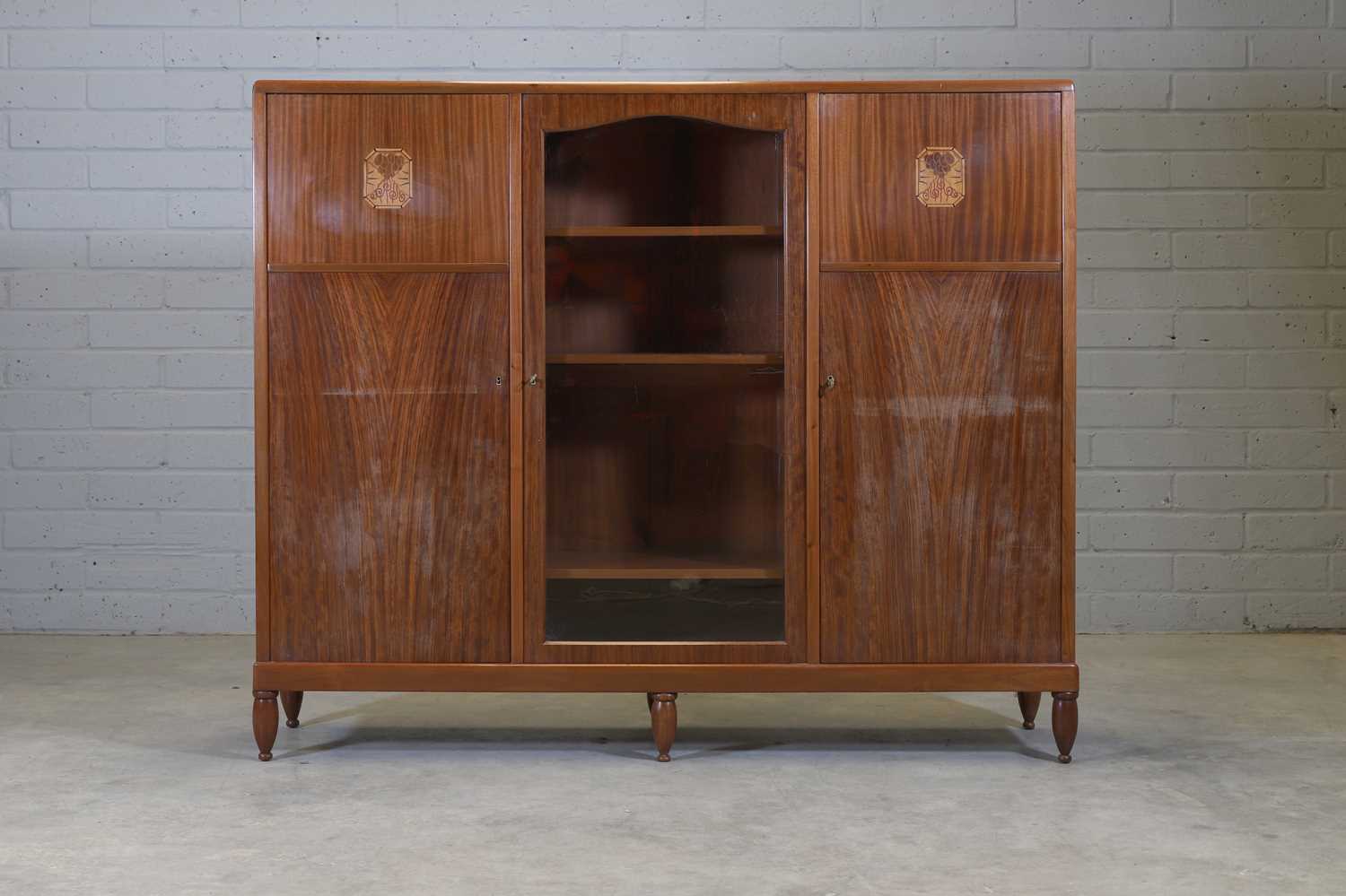 A mahogany and satinwood bookcase,