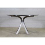 A French modernist stainless steel centre table,