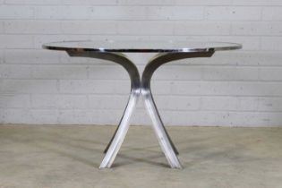 A French modernist stainless steel centre table,